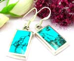 wholesale sterling silver jewelry turquoise inlaid fish hook earring