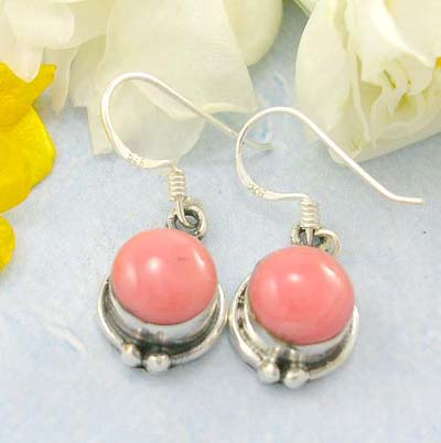 Shopping collection jewelry store rounded circle pinky shinny stone sterling silver earrings with fish hook back      