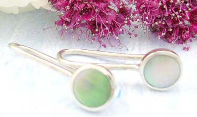 Shopping cheap costume jewelry gift online sterling silver earrings with circle shape and abalone 