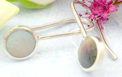 Shopping cheap costume jewelry gift online sterling silver earrings with circle shape and abalone 