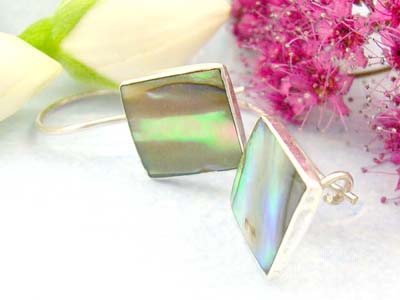 wholesale sterling silver jewelry making supply shopping store sterling silver earrings with square shape and abalone 