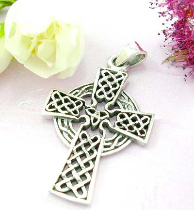 Religious pendants shopping online sterling silver cross pendant with celtic knot pattern design 