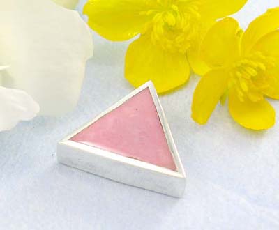 Cheap high polished silver jewelry  catalog Sterling silver pendant with triangle with pinky mother of seashell        