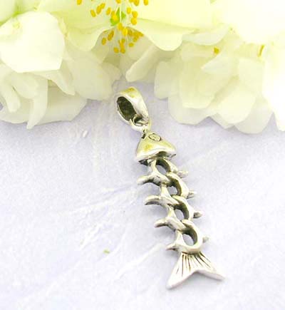 Body free jewelry shopping sterling silver pendent design with fish bone shape          