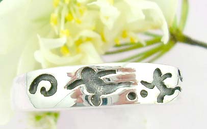  Body focus jewelry online Sterling silver ring carved-out two boy playing football black tattoo pattern      