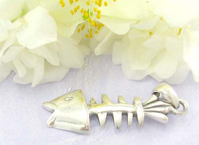 Shopping unique gift jewelry product Canada sterling silver pendant with big head fish bone design          