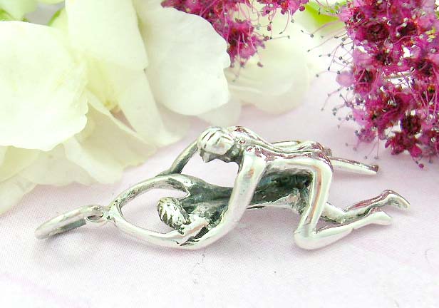 Nipple pendants shopping sterling silver pendant with naked woman on man's back            